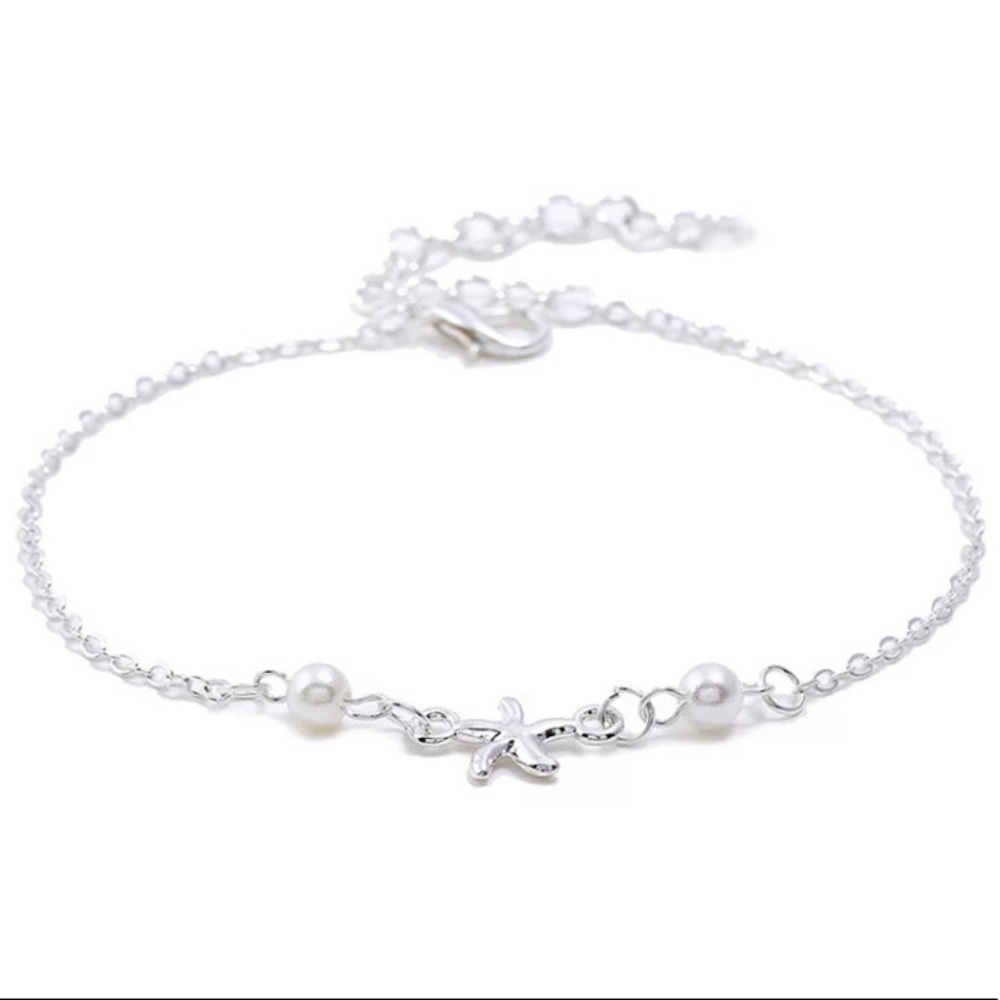 🔴𝟭𝟬/$𝟮𝟱🔴NEW Silver Pearl Star Fish Bohemian Anklet - Picture 9 of 11